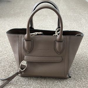 LONGCHAMP brown/gray pebbled leather Mailbox crossbody bag